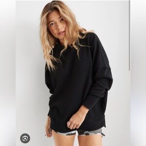 Aerie The Happiest Textured Oversized Crew Sweatshirt